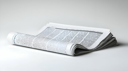 Rolled Newspaper on White Background