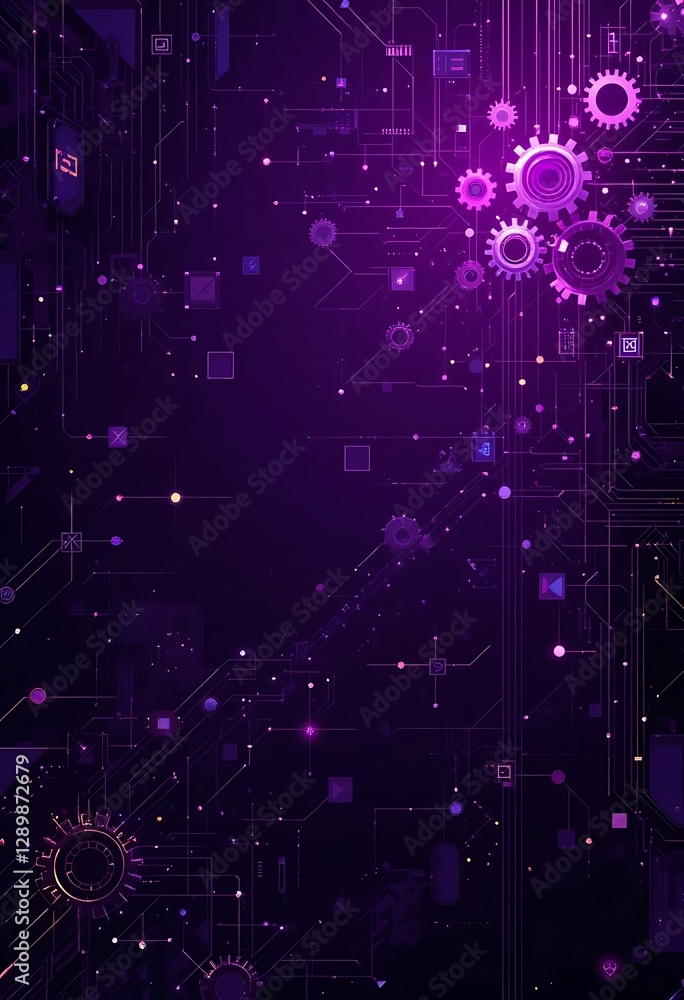 Aufkleber abstract digital art showing circuits and technological gears
