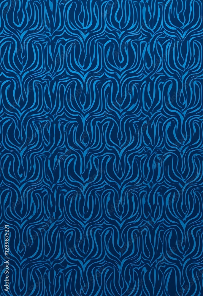 Poster Blue Lines And Curves Create A Patterned Artistic Design