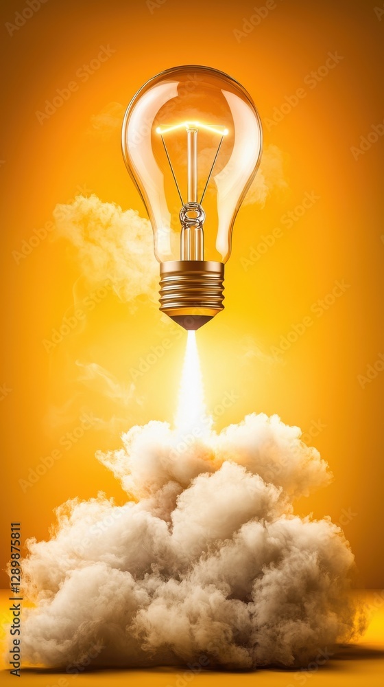 Aufkleber igniting the spark of innovation a surreal composite image depicting a lightbulb rocket taking off s