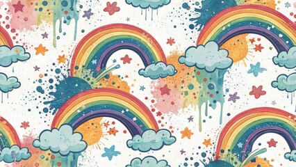 Abstract Rainbow Spray Paint Manga Art, Night Photography, Flat Texture, Digital Painting