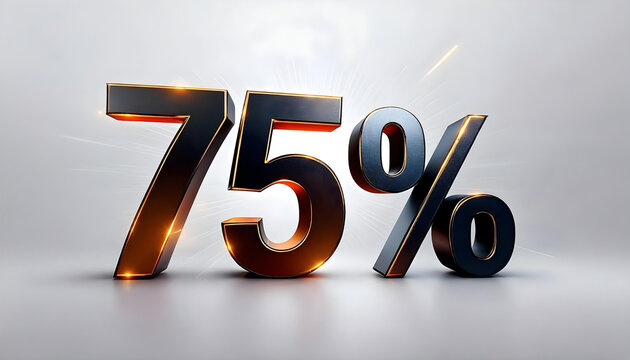 3d text gold and black super sale discount 75 percent background