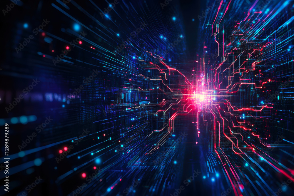 Poster this captivating image showcases an abstract representation of a digital network, with vibrant lines