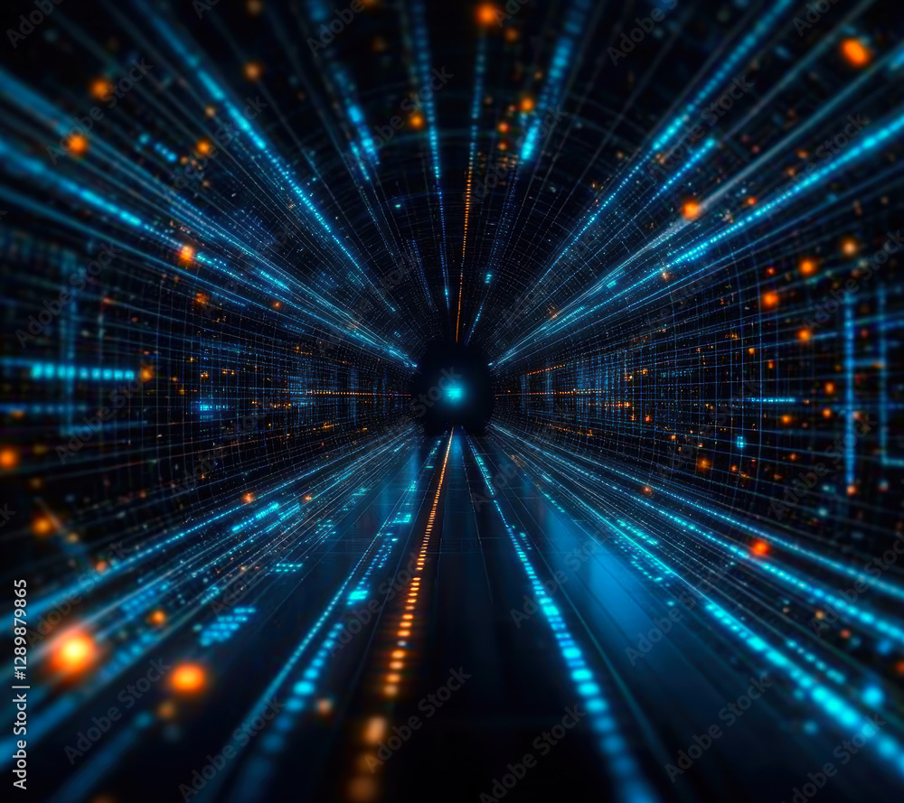 Poster this mesmerizing image captures the essence of digital connectivity, featuring a vivid tunnel of lig