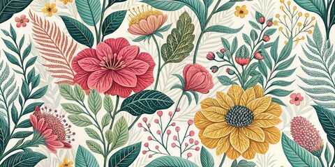 Botanical Floral Pattern Texture Hand Drawn,  Floral Design,  Flower Pattern,  Botanical Illustration,  Nature Background