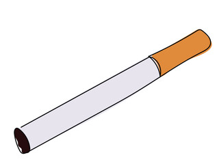 Cigarettes in a continuous line drawing on white background. in a continuous line drawing on a white background.