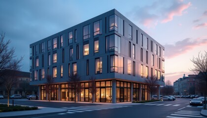 Obraz premium Modern commercial building in night