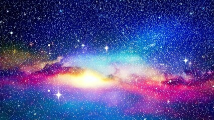 Fototapeta premium 魔法のような水彩風のキラキラ夜空 AI生成素材