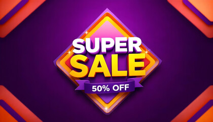 3d text super sale discount 50 percent background
