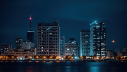 Obraz premium Modern commercial building in night