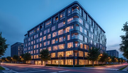 Modern commercial building in night