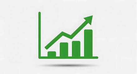 Green Business Chart Showing Growth and Success on White Background