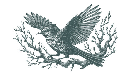 Bird Engraving: A Vector Illustration