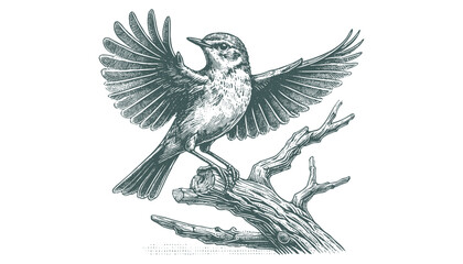 Bird Engraving: A Vector Illustration
