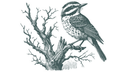 Bird Engraving: A Vector Illustration