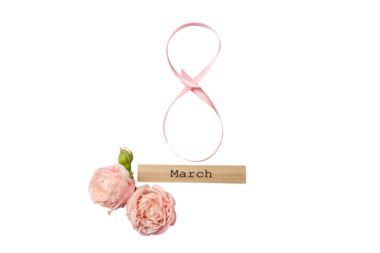 PNG, March 8. Calendar with flowers, isolated on white background.