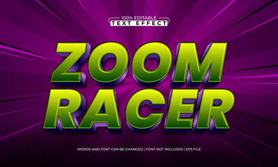 zoom racer editable text effect with a speed and race text style