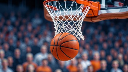 Fototapeta premium Basketball Action Shot for Perfect Game Winning Hoop Moment