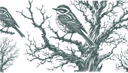 Bird Engraving: A Vector Illustration