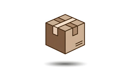 Obraz premium Isolated Cardboard Box with Tape, Simple Illustration Style for Delivery