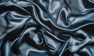 Fototapeta premium Dark gray silk fabric background, draped and flowing, for textile or fashion design