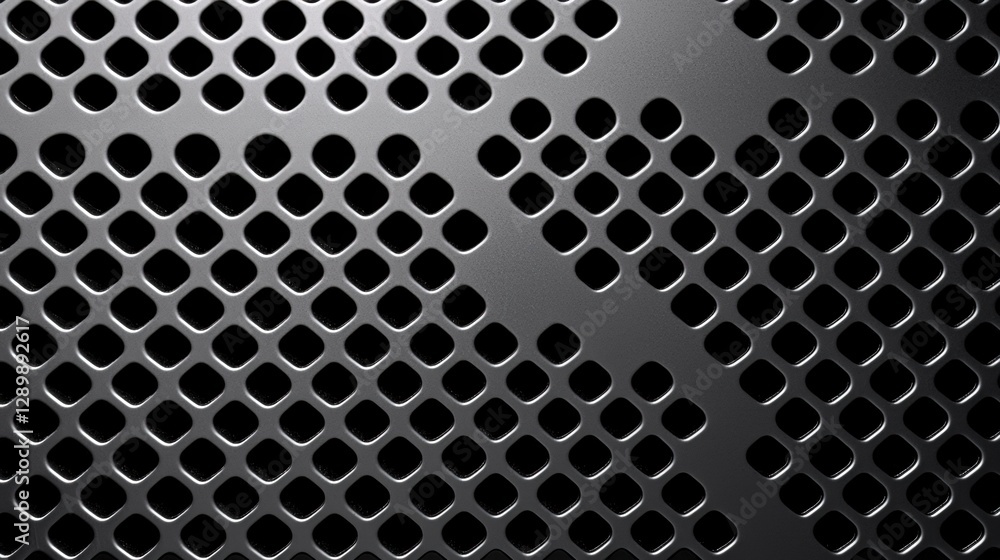 Aufkleber a close-up view of a black mesh surface featuring a pattern of circular holes, creating a modern, in