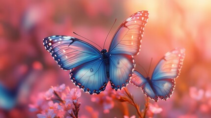 Colorful Butterfly and Flowers in Nature