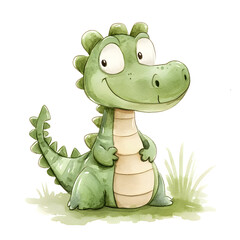 Fototapeta premium Watercolor illustration of a crocodile on a white bakground