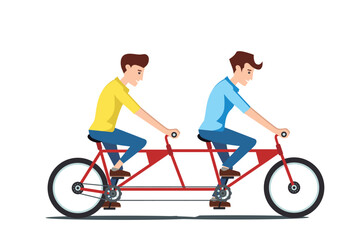 Fototapeta premium people rides a sports bike on a park road with friend, Vector Illustration
