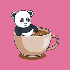 Cute Panda in a Coffee Cup Illustration