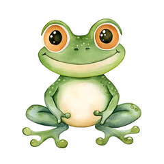 Fototapeta premium Watercolor illustration of a frog on a white bakground