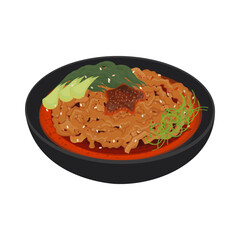 Vector Illustration Logo Clipart Spicy Szechuan Noodles or Garlic Chili Oil Noodles