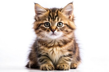 Obraz premium Studio-shot kitten, isolated on white. High depth of field, crisp detail, perfect pet photography.