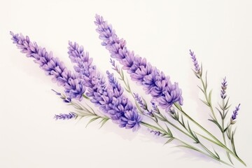 Naklejka premium Painting of lavender blossom flower purple.