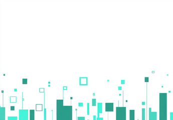 Abstract geometric shapes and dots create modern background design, featuring various teal squares and rectangles. This visually appealing composition is perfect for digital projects