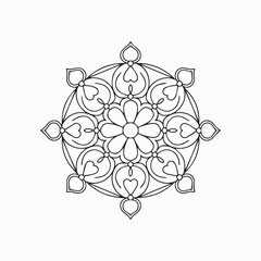 abstract floral ornament, line art patterns kid's Mandala Coloring Book, wall art, tile design