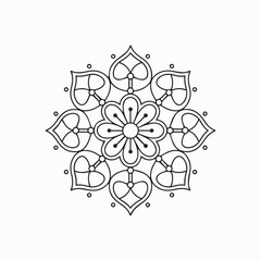 abstract floral ornament, line art patterns kid's Mandala Coloring Book, wall art, tile design