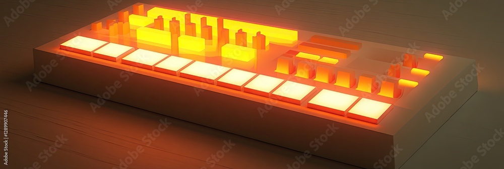 Aufkleber illuminated music controller on wooden surface with colorful lights and dynamic features