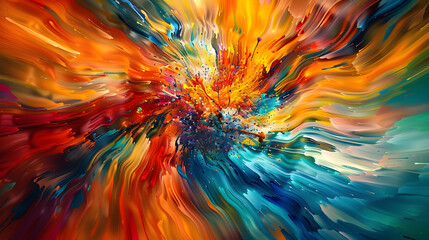 Colorful Abstract Explosion: A Mesmerizing Whirlwind of Swirling Hues and Dynamic Patterns Evoking Energy and Motion