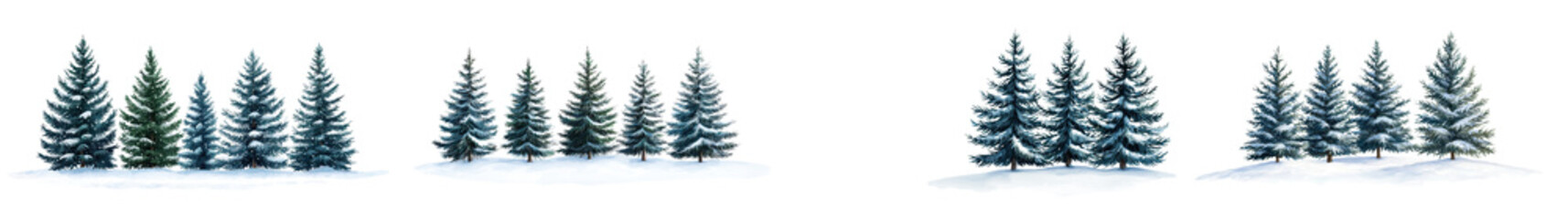 Obraz premium Breathtaking winter landscape with tall snow covered evergreen pine fir and spruce trees in a serene peaceful forest setting Idyllic magical snowy winter nature scene with a tranquil