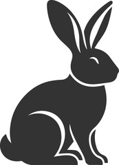A rabbit sitting upright with ears perked up animal silhouette vector