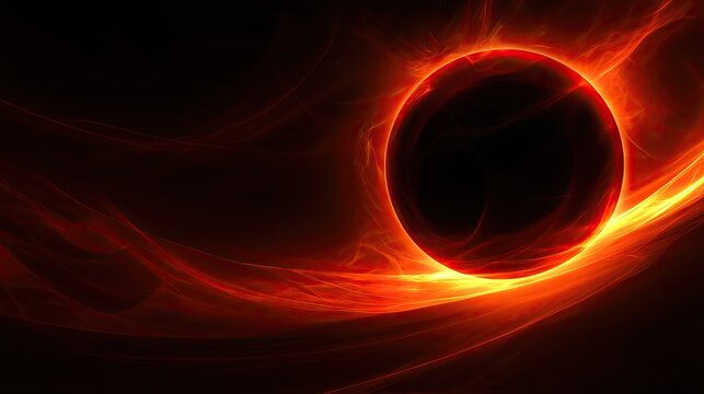 Dramatic Solar Eclipse with Fiery Red and Orange Flares in a Cosmic Setting