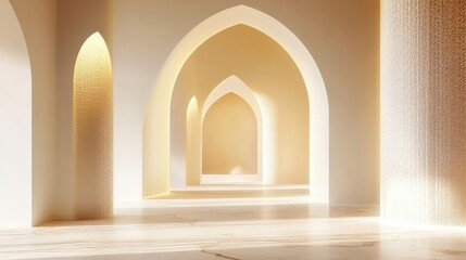 Elegant Arches in Soft Light Within an Open, Minimalist Space