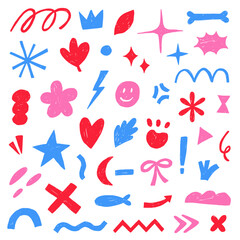 set of vector icons of different shapes scribble