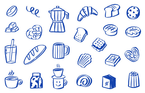 set of icons of cafe illustrations