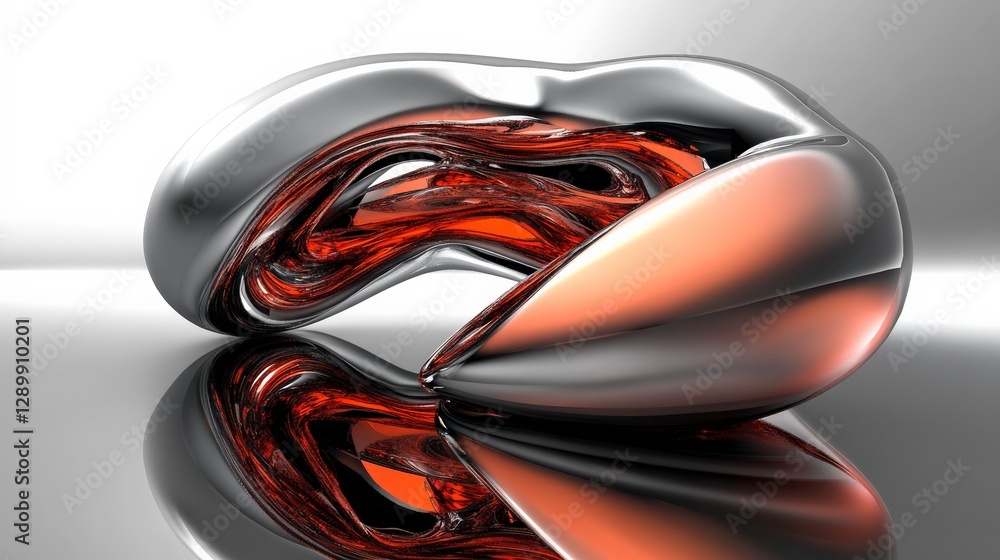 Poster dynamic abstract art with reflective surfaces