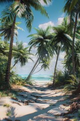 Obraz premium Coconut trees beach landscape outdoors.