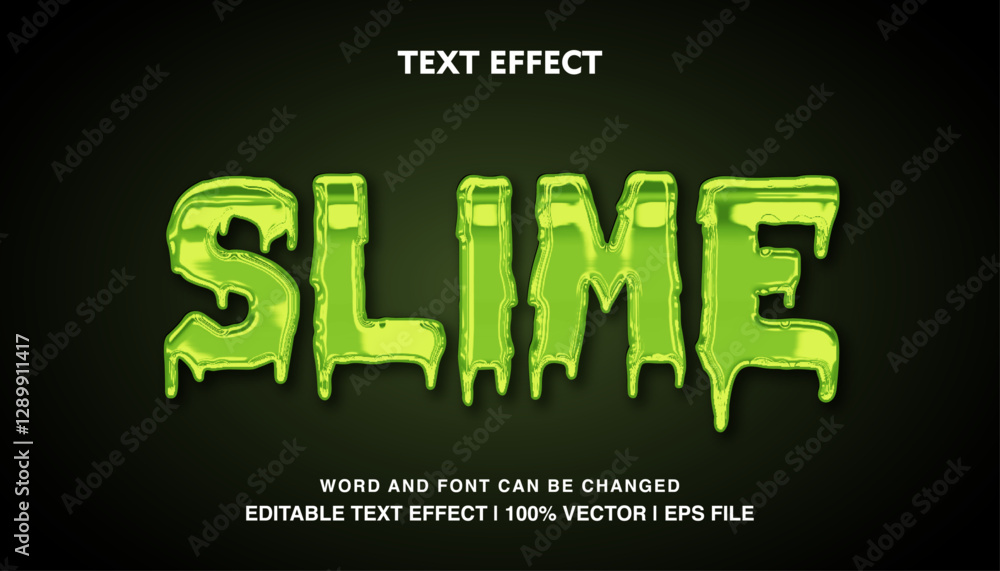 Poster slime text effect, green slime zombie font shiny text style