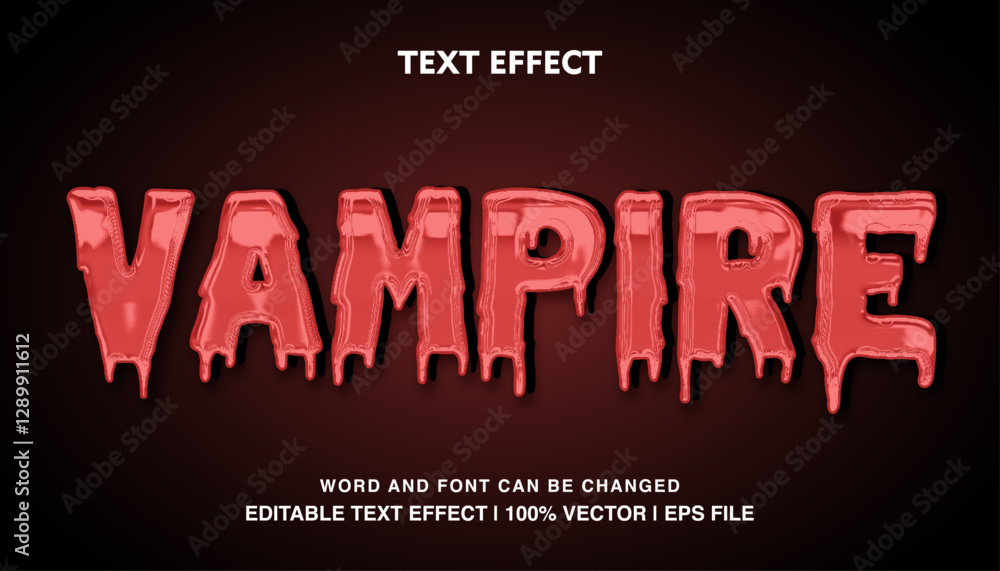 Poster vampire text effect, red slime font shiny text style