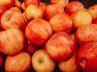 Lots of red apples. Tasty and juicy. Background of apples.